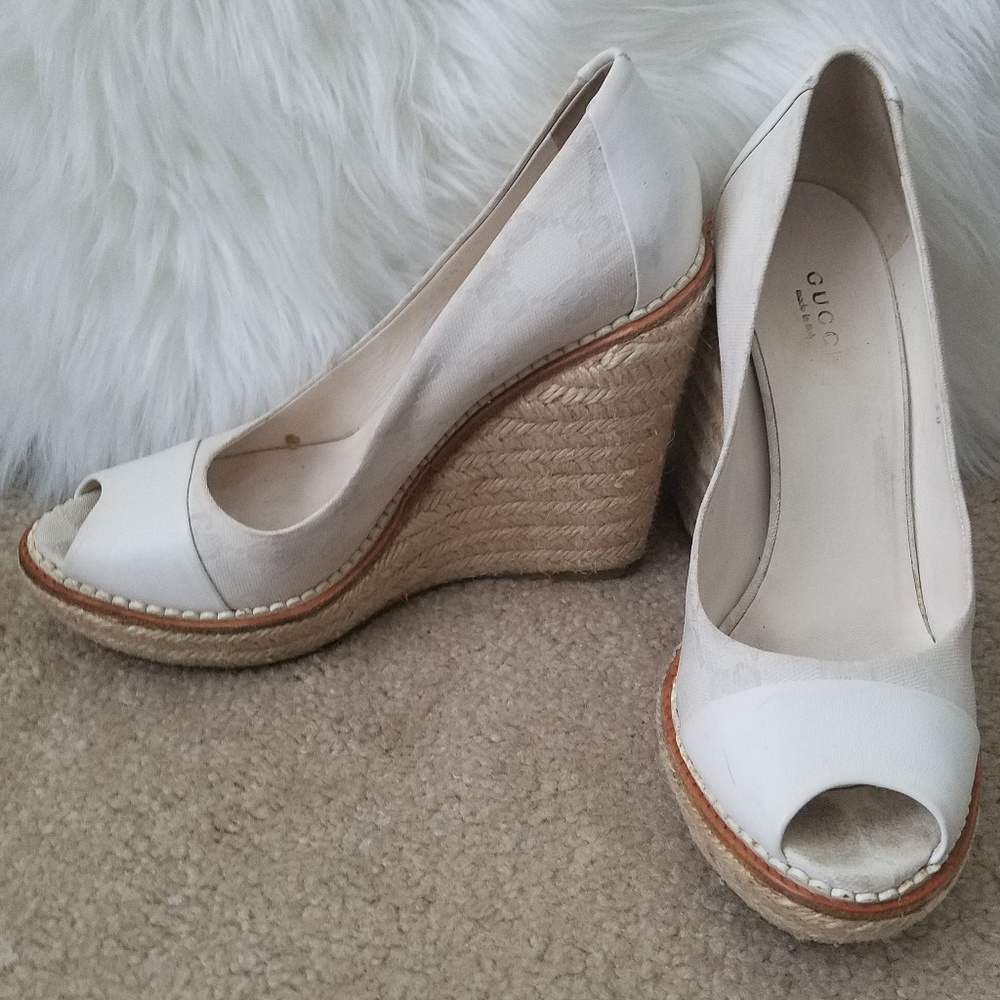 Gucci Off White Wedge Espadrilles Size 38 or 8 - Picture 3 of 8